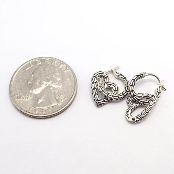 Authentic! John Hardy JH Silver Manah Heart Earrings - Picture 2 of 10